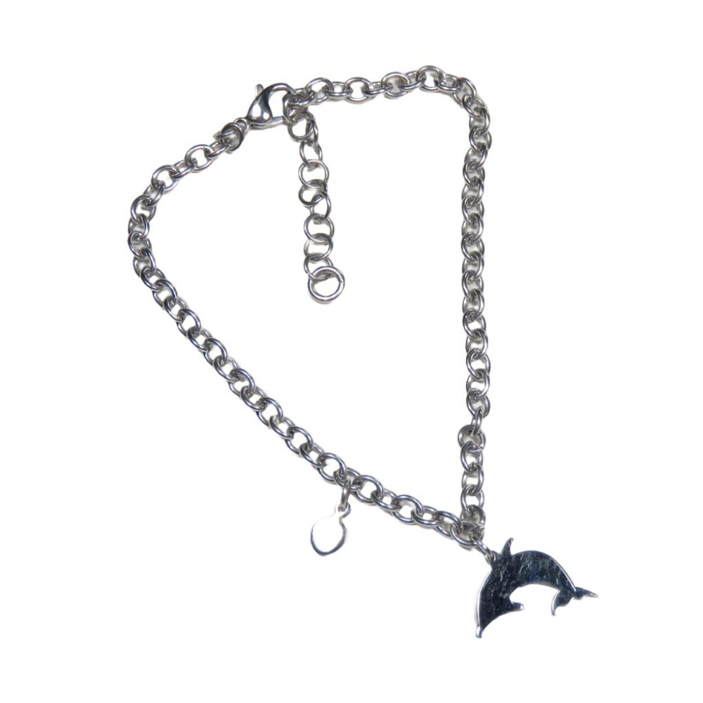 Inox Women's Polished Stainless Steel Bracelet with Dolphin Accent